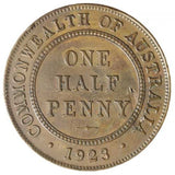 Australian 1923 Half Penny George V in High grade Very Scarce Key Date Coin