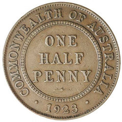 Australian 1923 Half Penny George V Very Scarce Key Date Coin