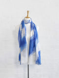 Bone Cashmere Wrap - blue stripe