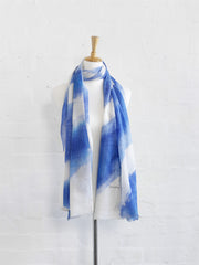 Bone Cashmere Wrap - blue stripe