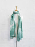 Bone Cashmere Wrap - green stripe