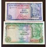 Malaysia 1 & 5 Ringgit ND (1972 & 1976) Set