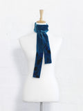 Cobalt - Silk Velvet Skinny Scarf - splatter