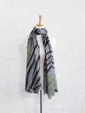 Dove Cashmere Wrap - green animal stripe