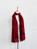 Red Cashmere Wrap - black animal stripe